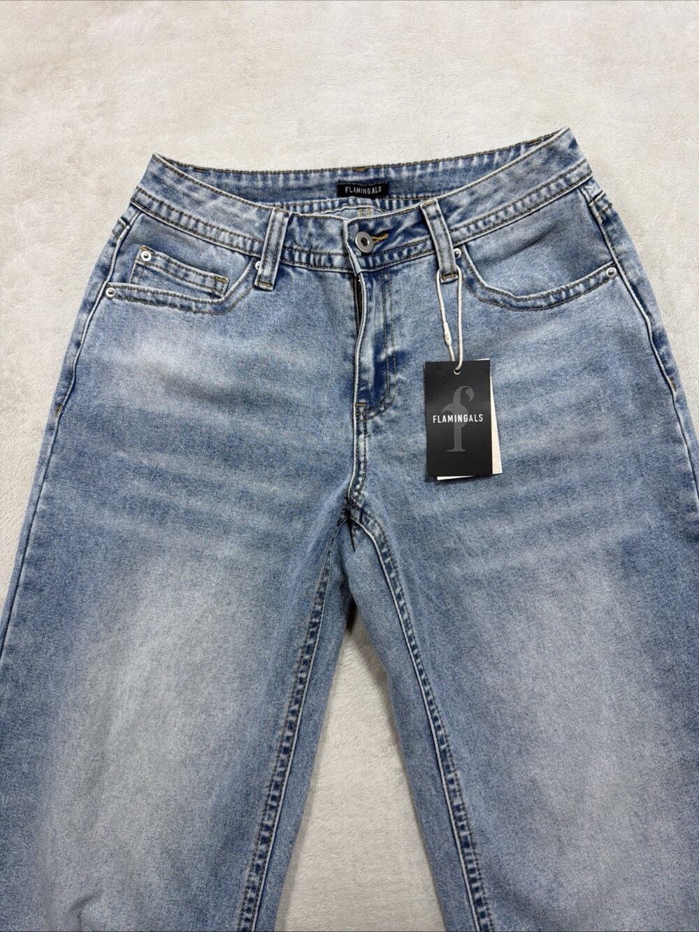 Flamingals Wide Leg Jeans Acid Wash Retro Indie Sleaze Y2K Streetwear Sz S